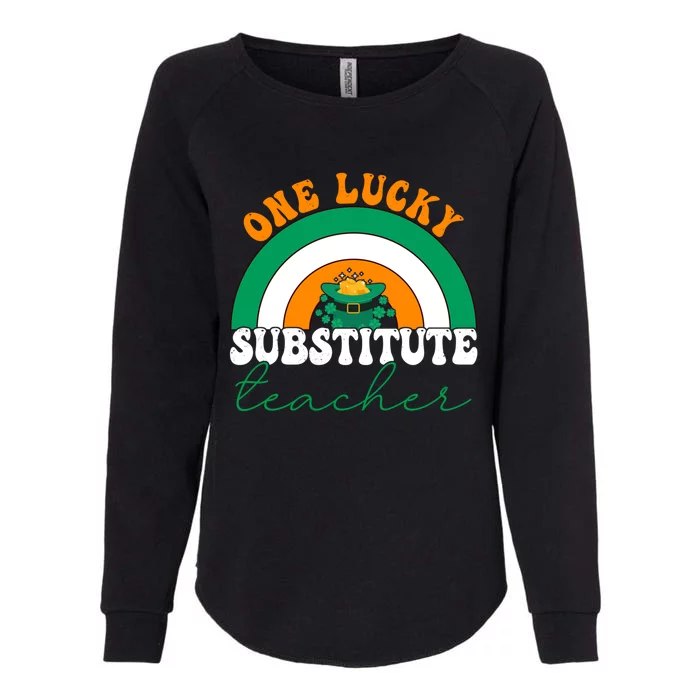 Substitute Teacher St Patricks One Lucky Teacher Rainbow Gift Womens California Wash Sweatshirt