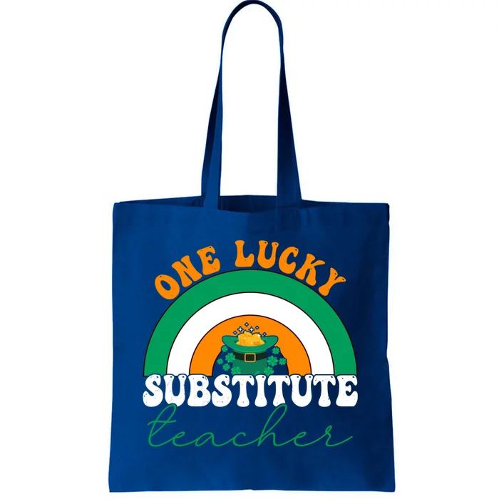 Substitute Teacher St Patricks One Lucky Teacher Rainbow Gift Tote Bag