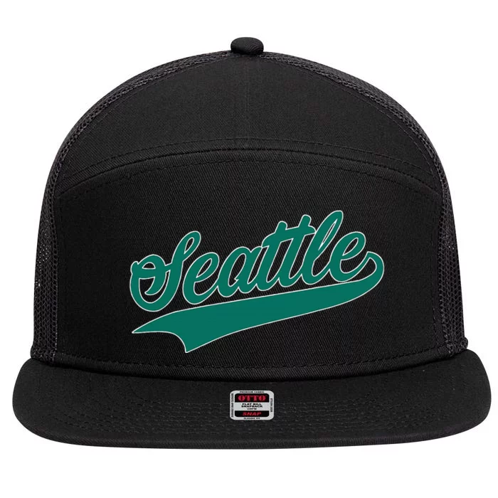 Seattle Text 7 Panel Mesh Trucker Snapback Hat