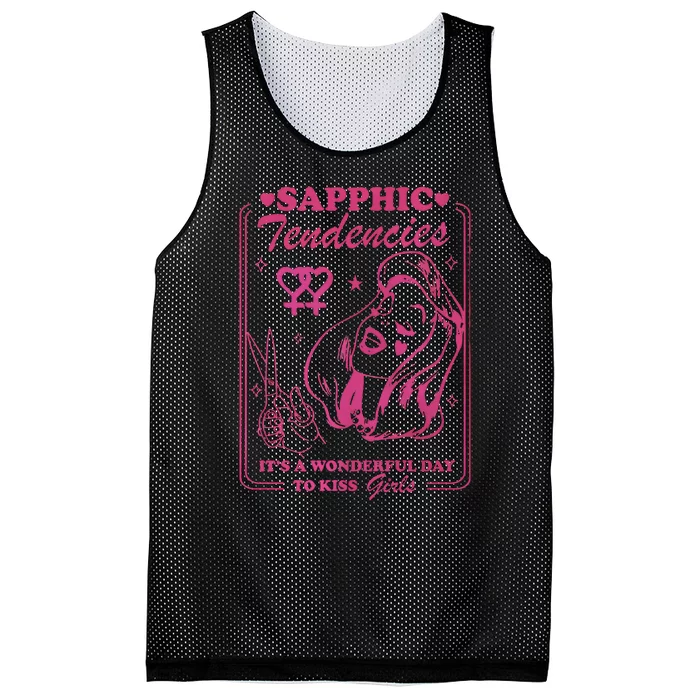 Sapphic Tendencies Sapphic Retro Lesbian Mesh Reversible Basketball Jersey Tank