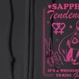 Sapphic Tendencies Sapphic Retro Lesbian Full Zip Hoodie