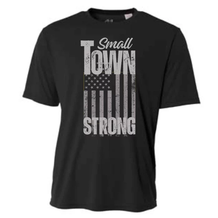 Small Town Strong | Proudly Patriotic American USA Flag Cooling Performance Crew T-Shirt