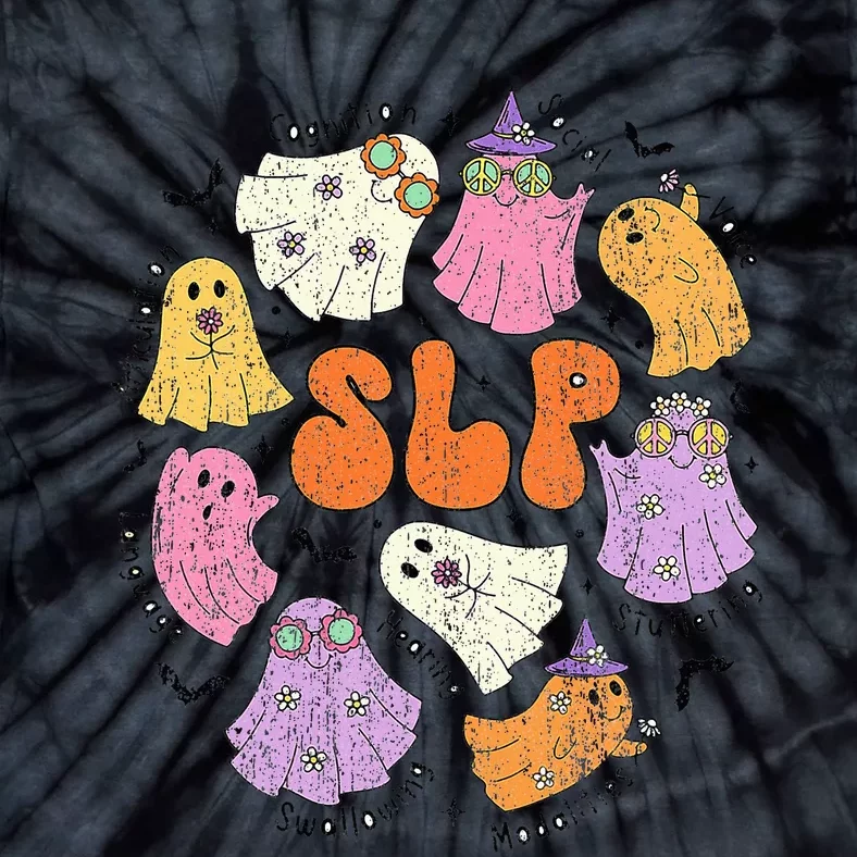 Speech Therapy Slp Ghost Speech Therapy Halloween Slp Hal Tie-Dye T-Shirt