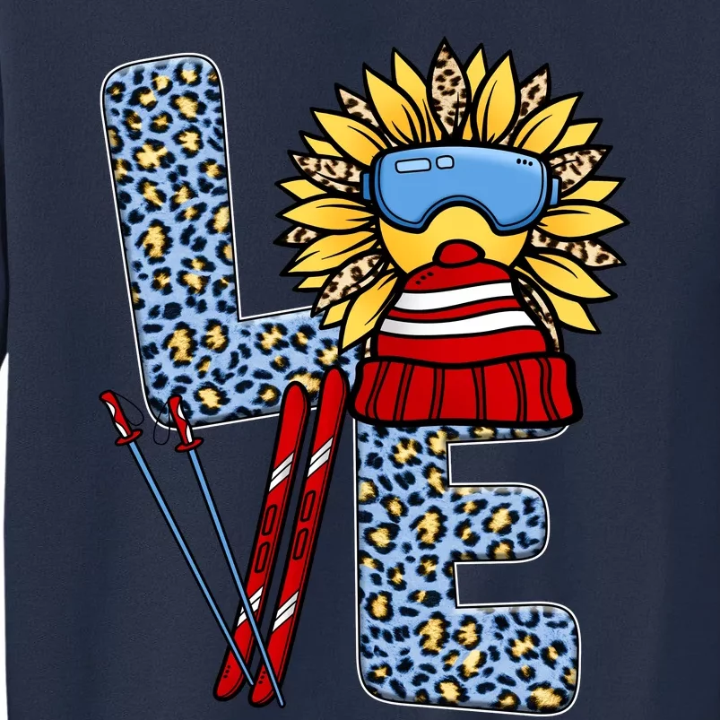 Skiing T Shirts Love Leopard Sunflower Graphic Plus Size Sweatshirt