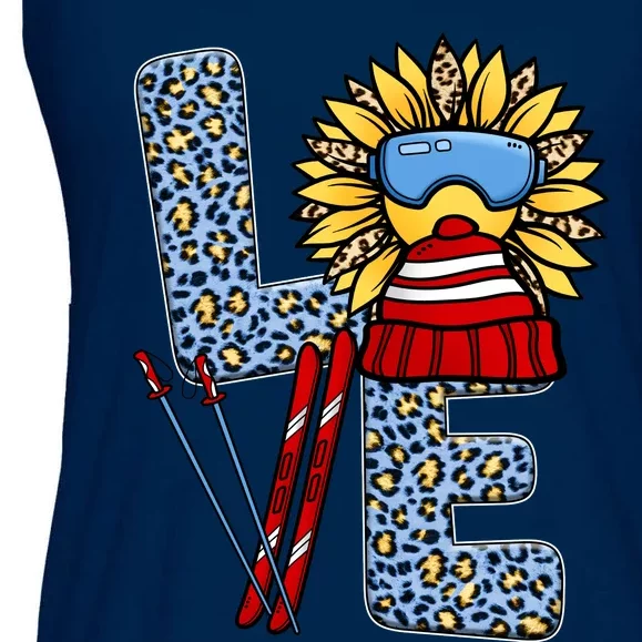 Skiing T Shirts Love Leopard Sunflower Graphic Plus Size Ladies Essential Flowy Tank