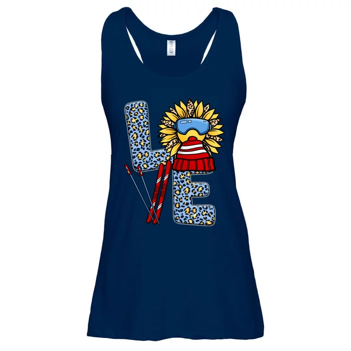 Skiing T Shirts Love Leopard Sunflower Graphic Plus Size Ladies Essential Flowy Tank