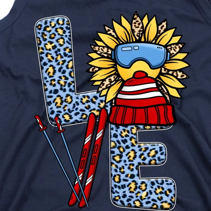 Skiing T Shirts Love Leopard Sunflower Graphic Plus Size Tank Top