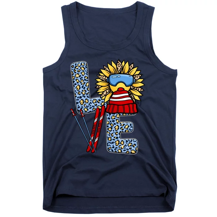 Skiing T Shirts Love Leopard Sunflower Graphic Plus Size Tank Top