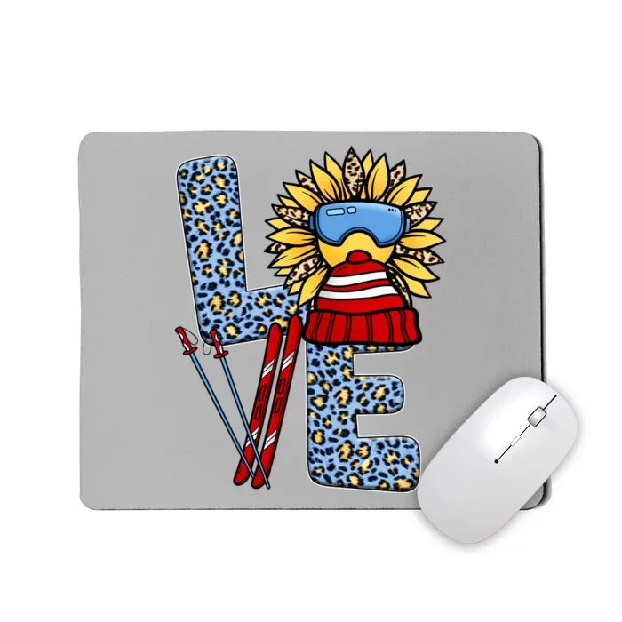 Skiing T Shirts Love Leopard Sunflower Graphic Plus Size Mousepad