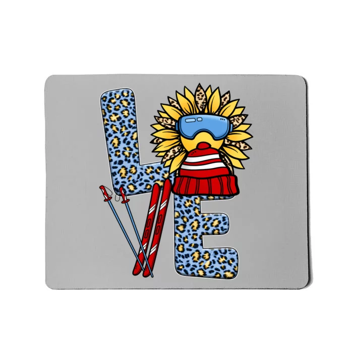 Skiing T Shirts Love Leopard Sunflower Graphic Plus Size Mousepad