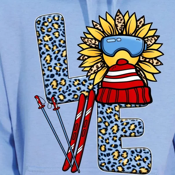 Skiing T Shirts Love Leopard Sunflower Graphic Plus Size Unisex Surf Hoodie