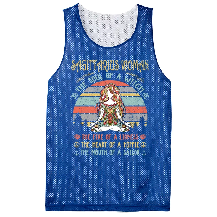 Sagittarius The Soul Of A Witch Vintage Birthday Gift Mesh Reversible Basketball Jersey Tank