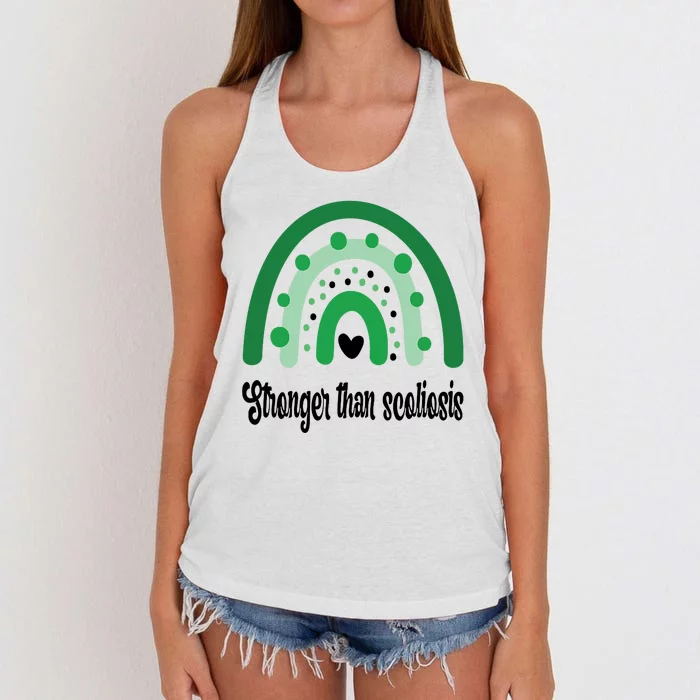 Stronger Than Scoliosis Rainbow Women's Knotted Racerback Tank