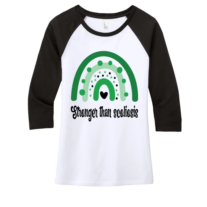 Stronger Than Scoliosis Rainbow Women's Tri-Blend 3/4-Sleeve Raglan Shirt