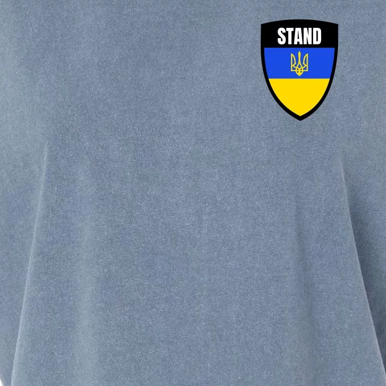 Stand Tactical Support Ukrainian Flag Shield I Stand With Ukraine Military Garment-Dyed Women's Muscle Tee