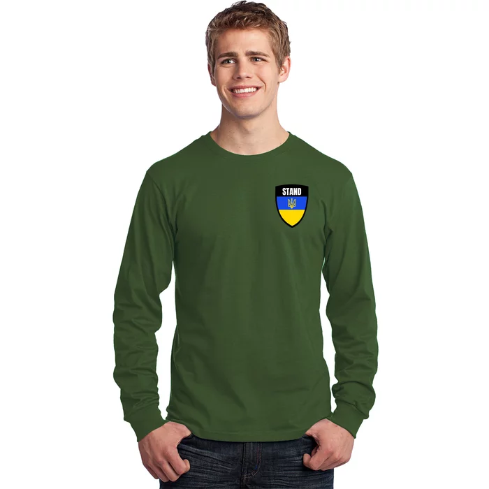 Stand Tactical Support Ukrainian Flag Shield I Stand With Ukraine Military Long Sleeve Shirt