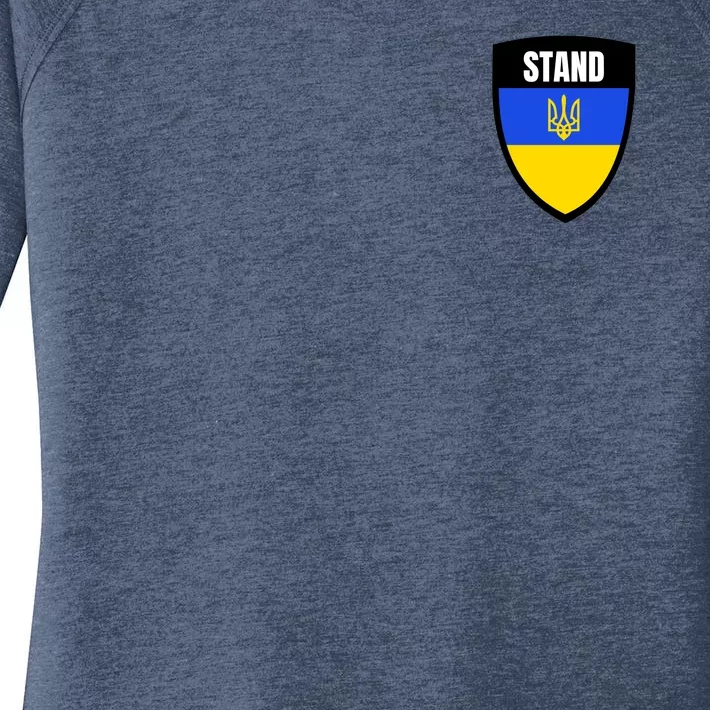 Stand Tactical Support Ukrainian Flag Shield I Stand With Ukraine Military Women's Perfect Tri Tunic Long Sleeve Shirt