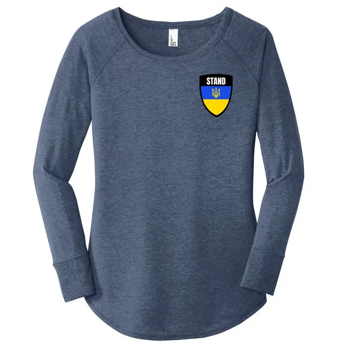 Stand Tactical Support Ukrainian Flag Shield I Stand With Ukraine Military Women's Perfect Tri Tunic Long Sleeve Shirt