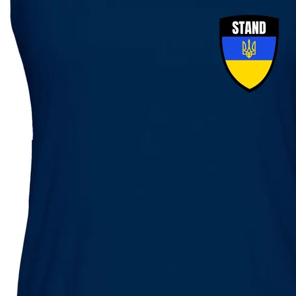 Stand Tactical Support Ukrainian Flag Shield I Stand With Ukraine Military Ladies Essential Flowy Tank