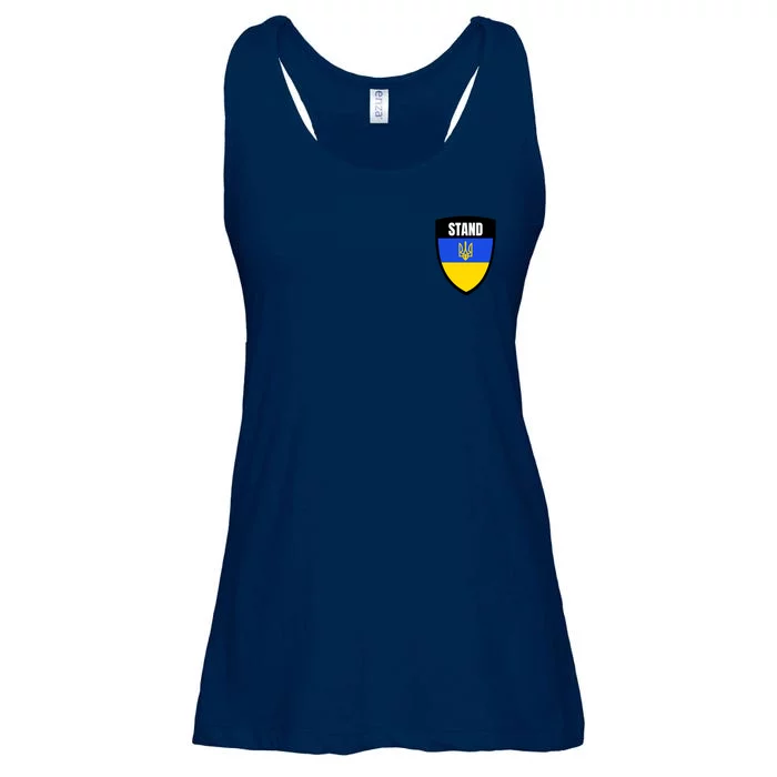 Stand Tactical Support Ukrainian Flag Shield I Stand With Ukraine Military Ladies Essential Flowy Tank