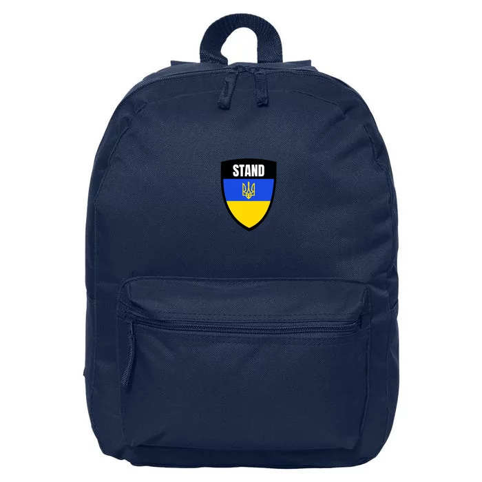 Stand Tactical Support Ukrainian Flag Shield I Stand With Ukraine Military 16 in Basic Backpack