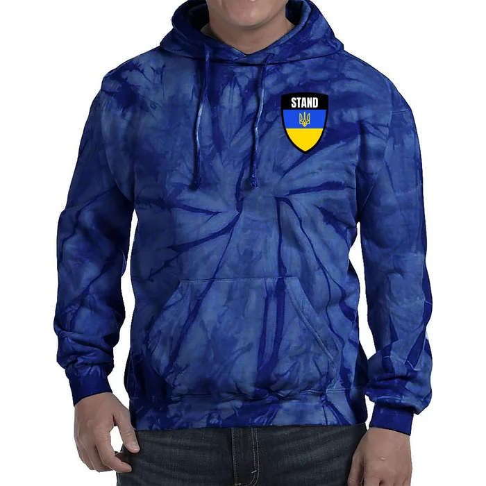 Stand Tactical Support Ukrainian Flag Shield I Stand With Ukraine Military Tie Dye Hoodie