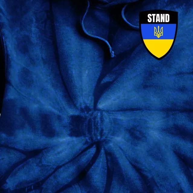 Stand Tactical Support Ukrainian Flag Shield I Stand With Ukraine Military Tie Dye Hoodie