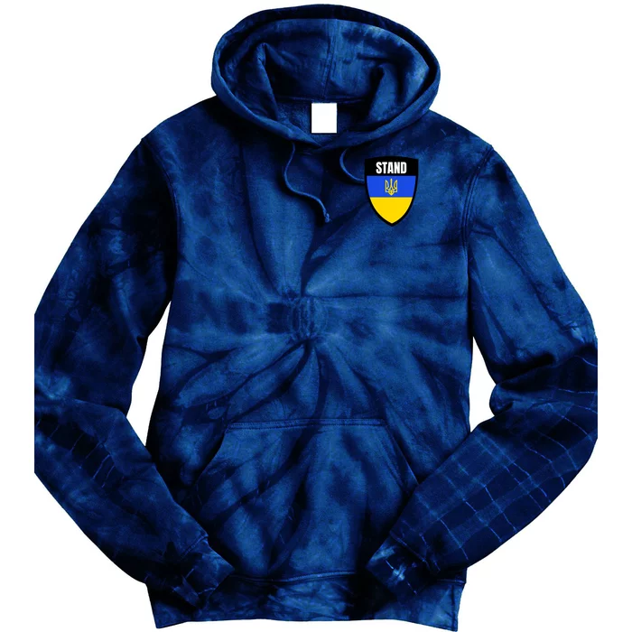 Stand Tactical Support Ukrainian Flag Shield I Stand With Ukraine Military Tie Dye Hoodie