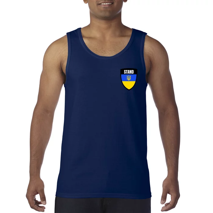 Stand Tactical Support Ukrainian Flag Shield I Stand With Ukraine Military Tank Top