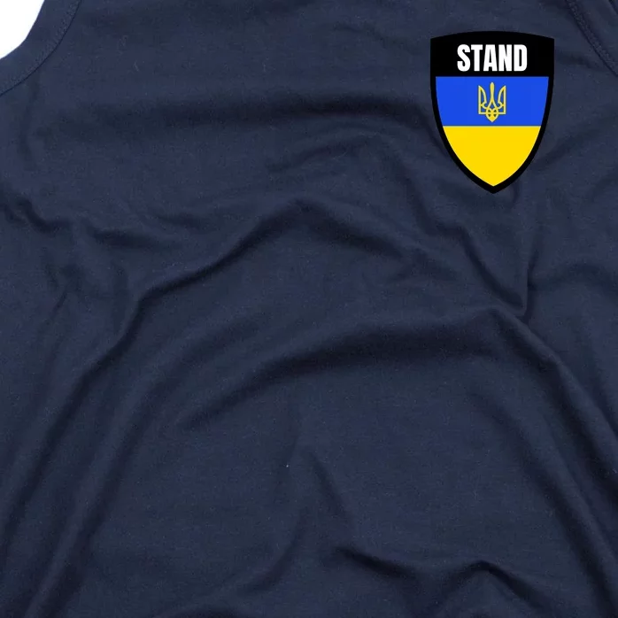 Stand Tactical Support Ukrainian Flag Shield I Stand With Ukraine Military Tank Top