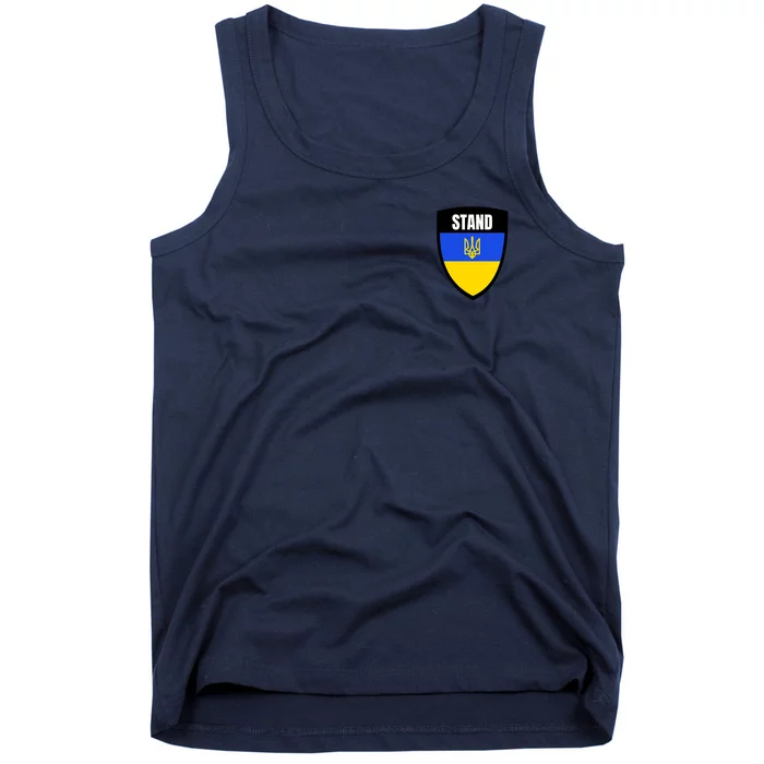 Stand Tactical Support Ukrainian Flag Shield I Stand With Ukraine Military Tank Top