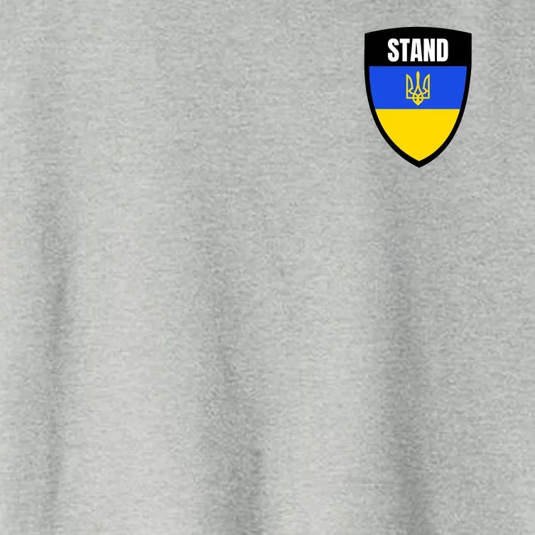 Stand Tactical Support Ukrainian Flag Shield I Stand With Ukraine Military Women's Crop Top Tee