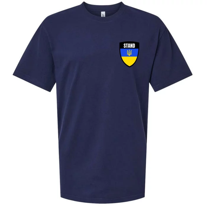 Stand Tactical Support Ukrainian Flag Shield I Stand With Ukraine Military Sueded Cloud Jersey T-Shirt