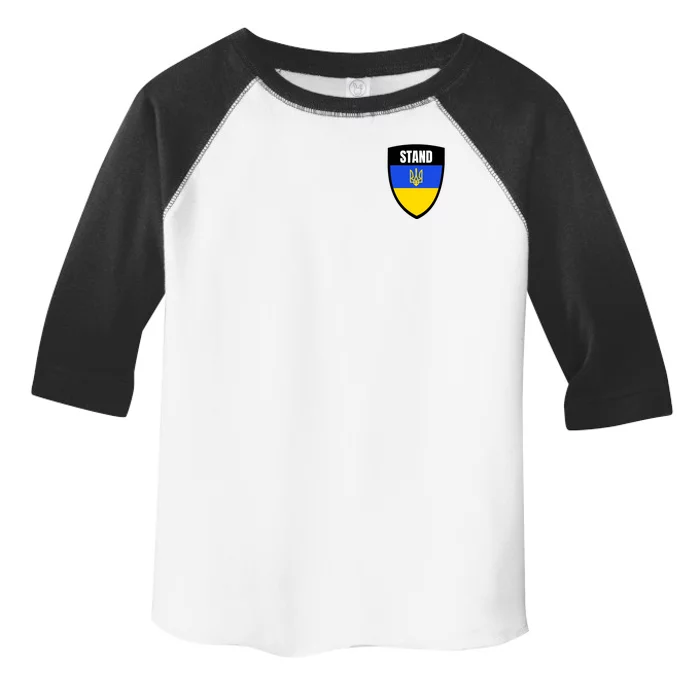 Stand Tactical Support Ukrainian Flag Shield I Stand With Ukraine Military Toddler Fine Jersey T-Shirt