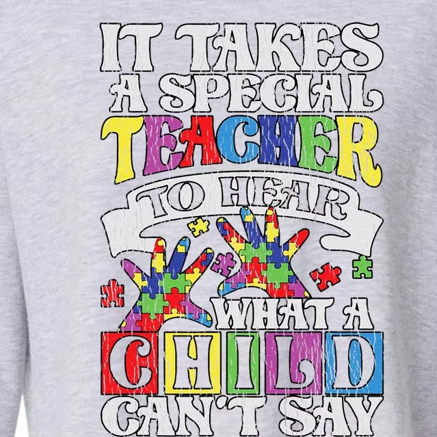 School Teacher Student Love Autistic Autism Awareness Cropped Pullover Crew