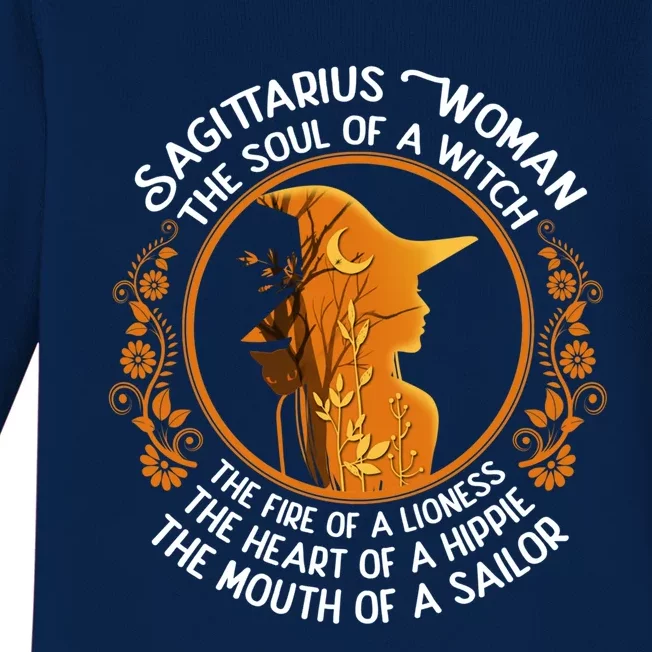 Sagittarius The Soul Of A Witch Zodiac Sign Birthday Cool Gift Baby Long Sleeve Bodysuit