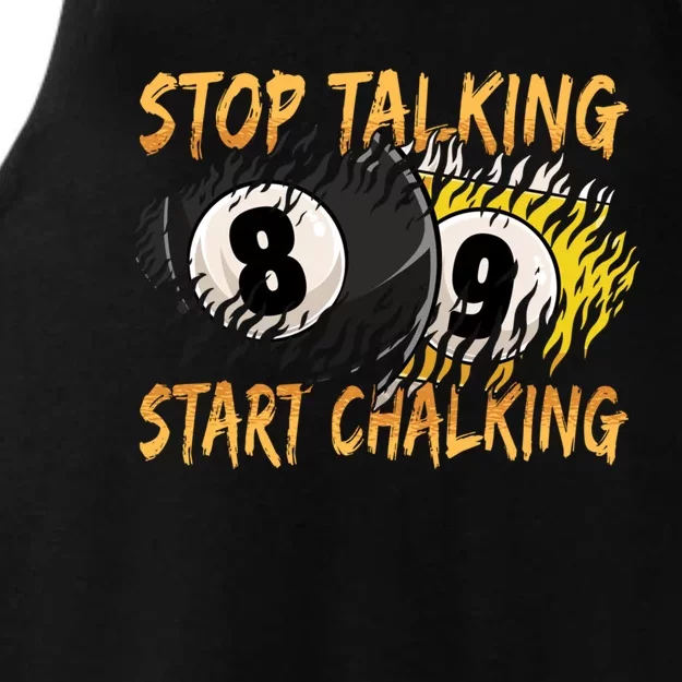 Stop Talking Start Chalking Billiards Cue 8ball Pool Gift Ladies Tri-Blend Wicking Tank