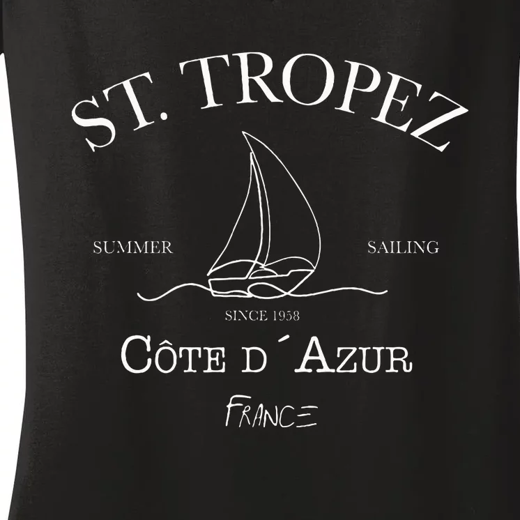 St. Tropez Summer Sailing Women's V-Neck T-Shirt