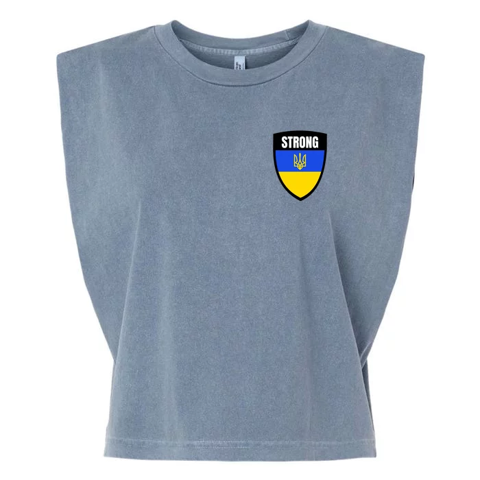 Strong Tactical Support Ukrainian Flag Shield I Stand With Ukraine Military Garment-Dyed Women's Muscle Tee