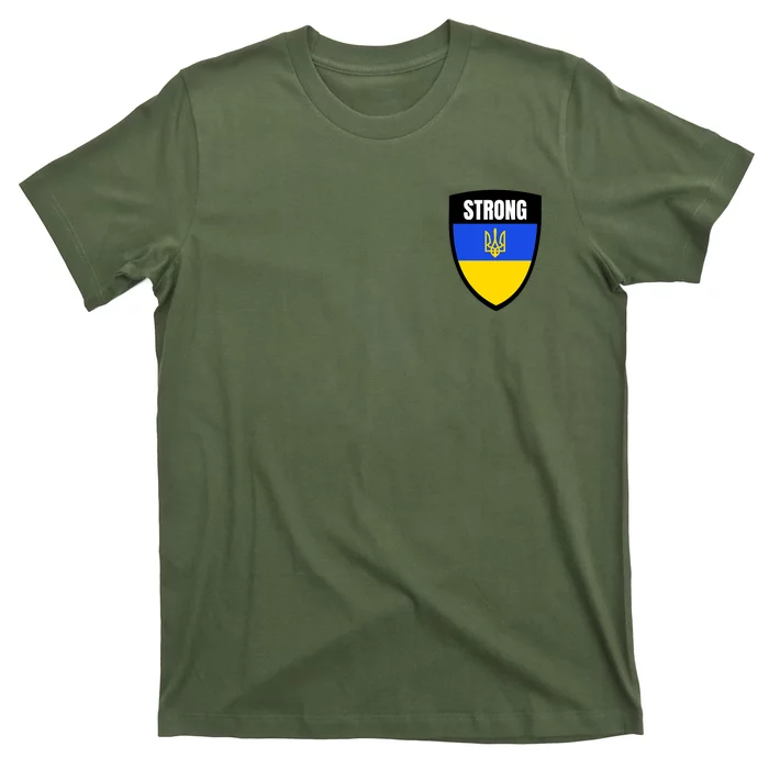 Strong Tactical Support Ukrainian Flag Shield I Stand With Ukraine Military T-Shirt
