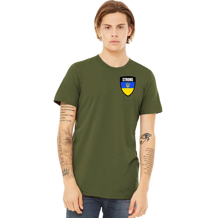 Strong Tactical Support Ukrainian Flag Shield I Stand With Ukraine Military Premium T-Shirt