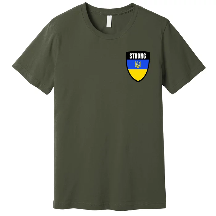 Strong Tactical Support Ukrainian Flag Shield I Stand With Ukraine Military Premium T-Shirt