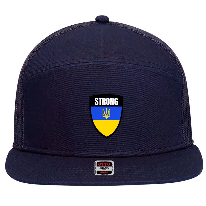 Strong Tactical Support Ukrainian Flag Shield I Stand With Ukraine Military 7 Panel Mesh Trucker Snapback Hat