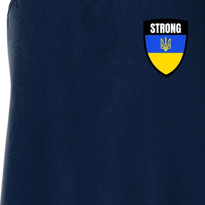 Strong Tactical Support Ukrainian Flag Shield I Stand With Ukraine Military Women's Racerback Tank