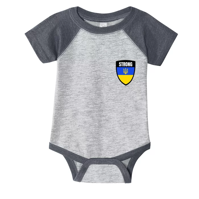 Strong Tactical Support Ukrainian Flag Shield I Stand With Ukraine Military Infant Baby Jersey Bodysuit