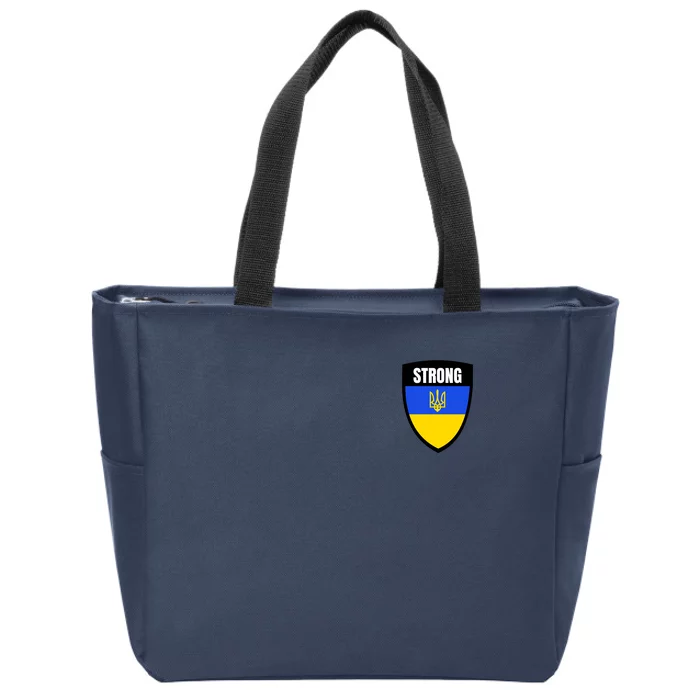 Strong Tactical Support Ukrainian Flag Shield I Stand With Ukraine Military Zip Tote Bag