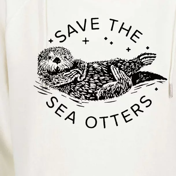 Save The Sea Otters Womens Funnel Neck Pullover Hood