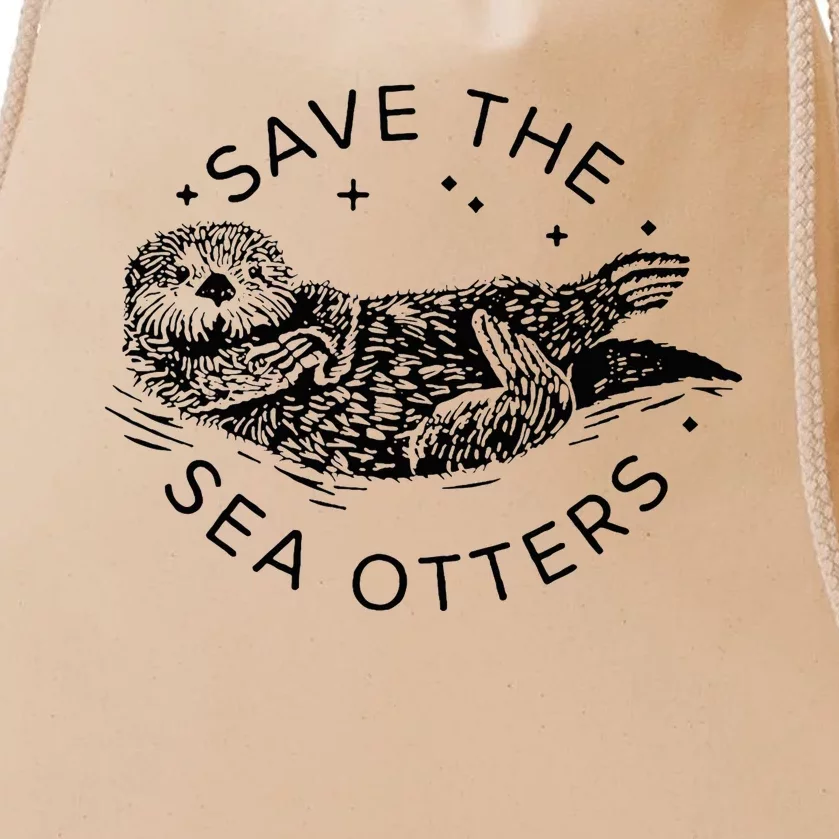 Save The Sea Otters Drawstring Bag