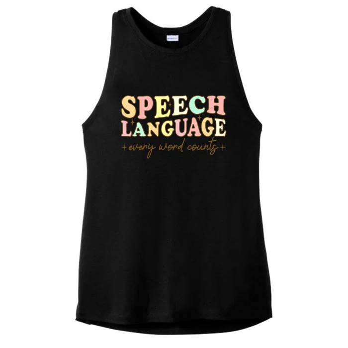 Speech Therapy Speech Language Therapy Pathologist Retro SLP Ladies Tri-Blend Wicking Tank