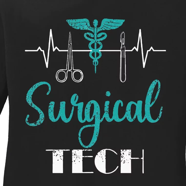 Scrub Tech Surgical Tech Week Technologist Technicians EKG Ladies Long Sleeve Shirt